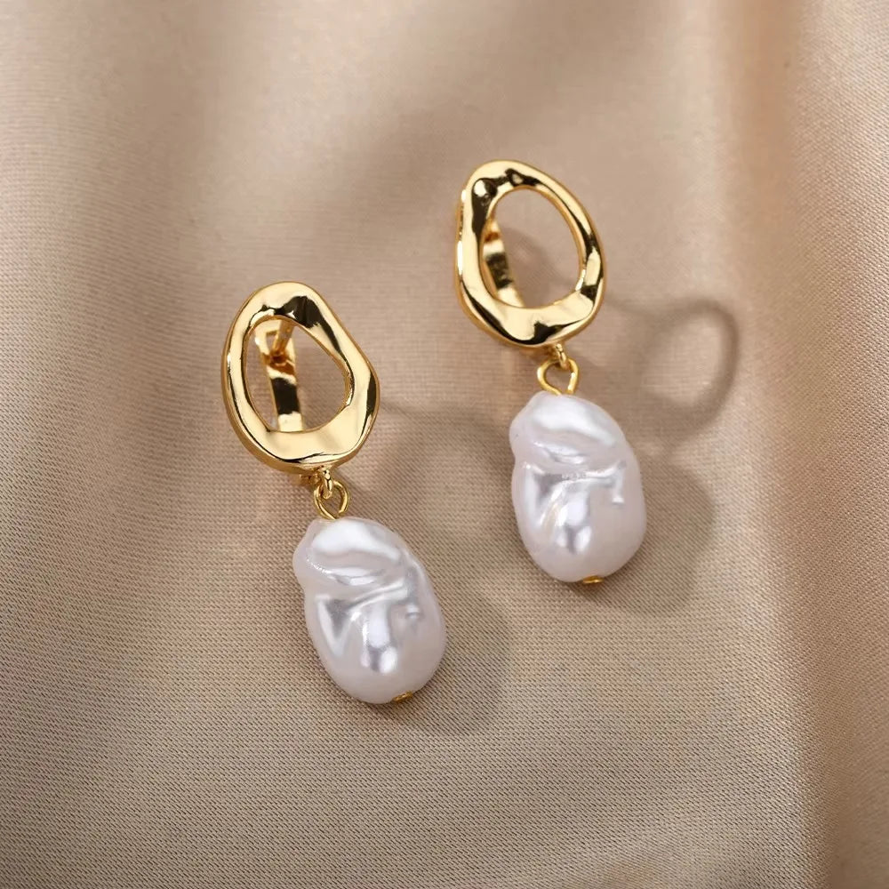 Gold Butterfly Pearl Zircon Earrings for Women – Luxury Jewelry Gift