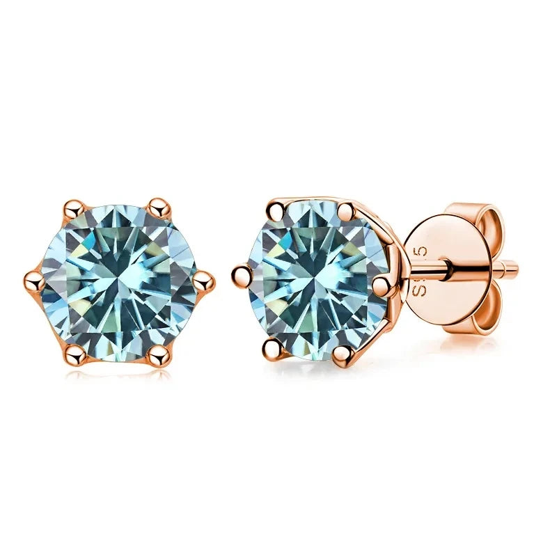 Wedding Moissanite Stud Earrings – Lab Created Diamond, Gold Plated Silver
