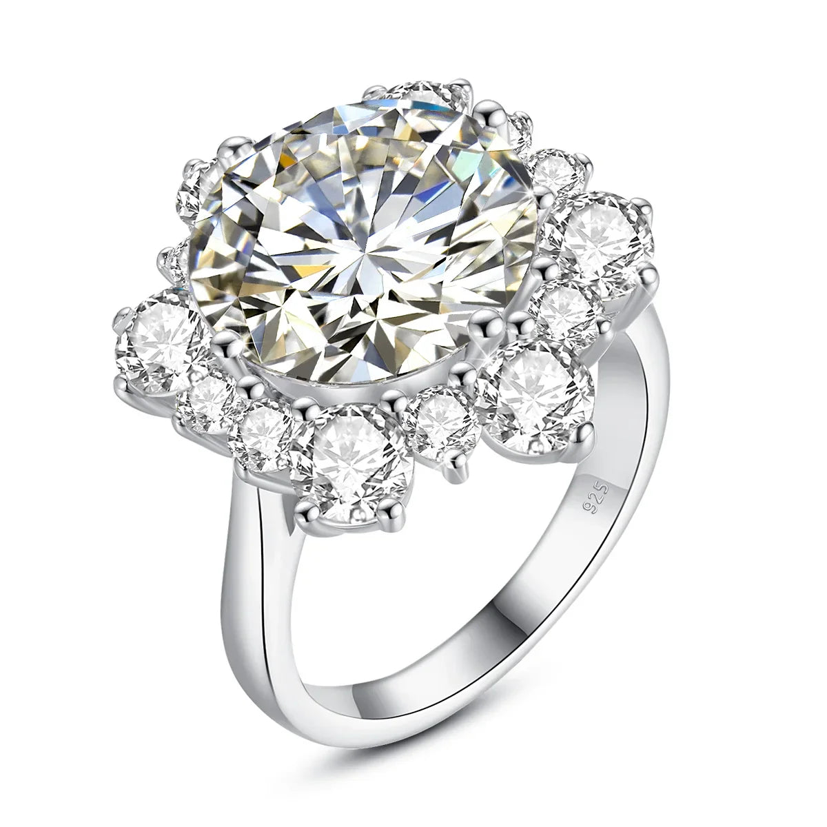 Luxury Moissanite Round Flower Engagement and Wedding Ring