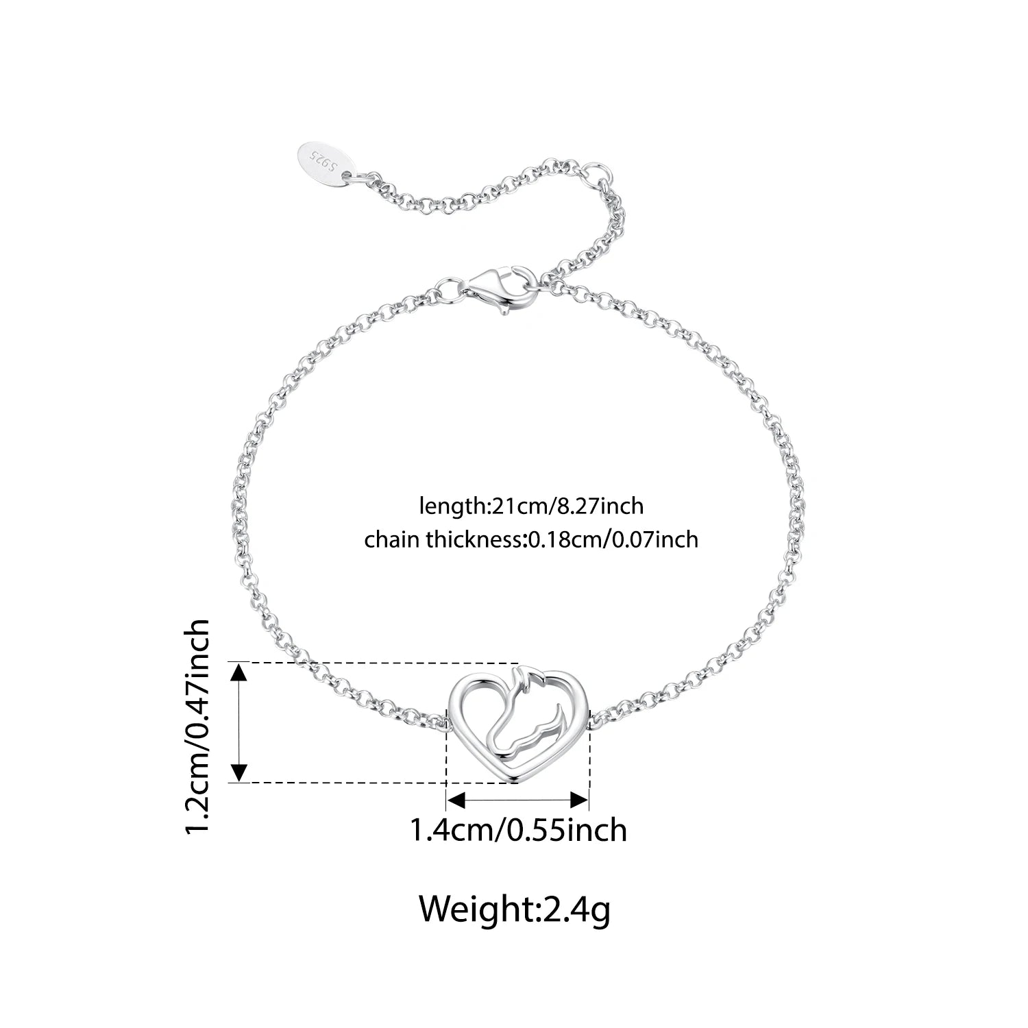 Silver Horse Heart Chain Bracelet for Women – Unique Jewelry Gift