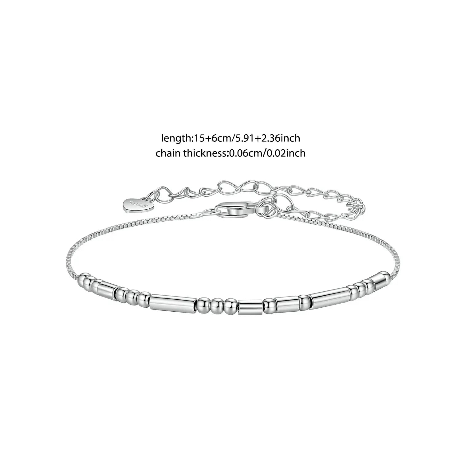 Silver Morse Code Bracelet for Women – Vintage Beaded Chain Jewelry Gift