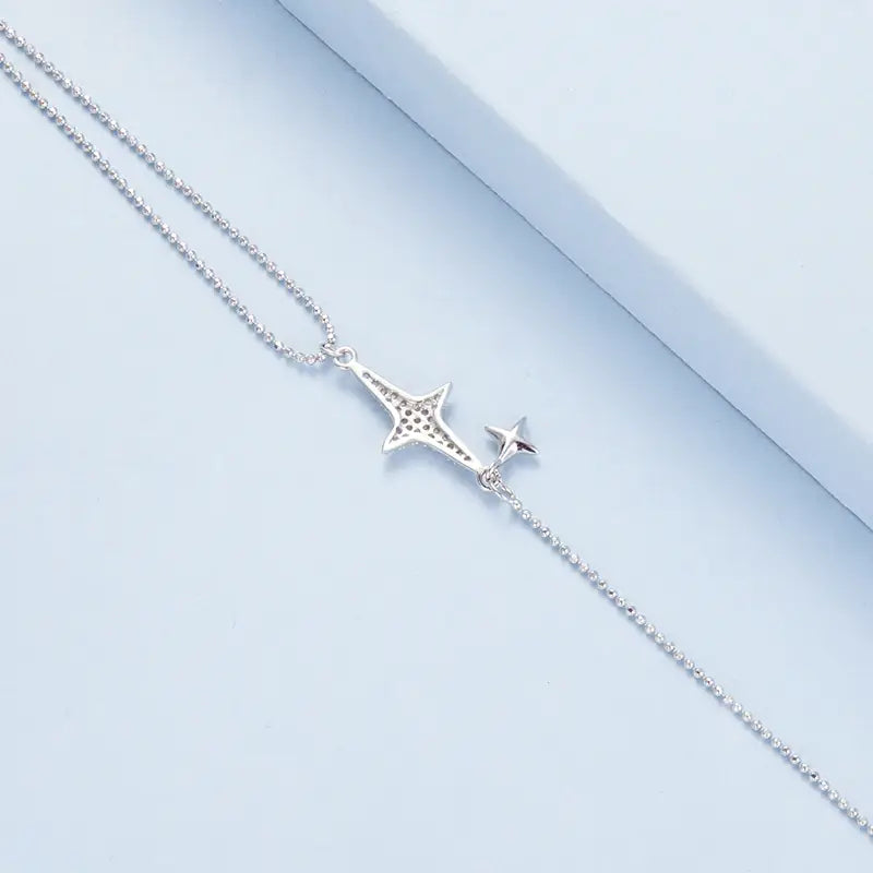 Silver Starlight Adjustable Star Chain Bracelet for Women