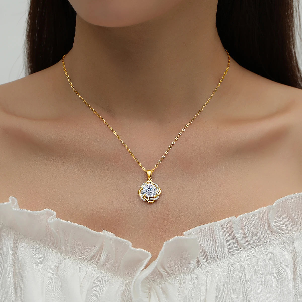 Star of David Moissanite Gold Necklace for Women with Certificate