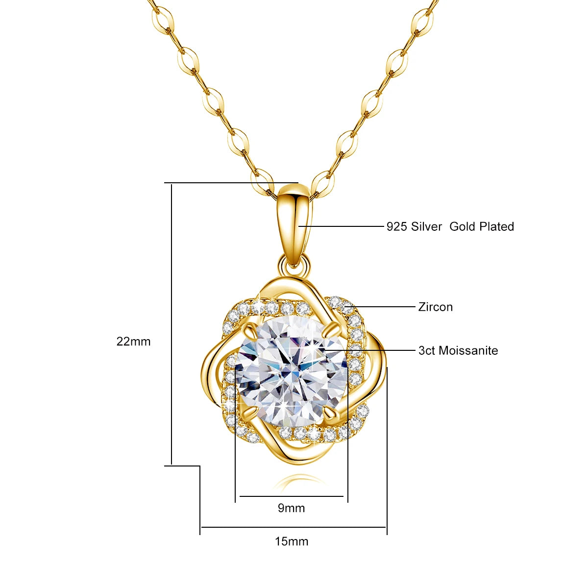 Star of David Moissanite Gold Necklace for Women with Certificate