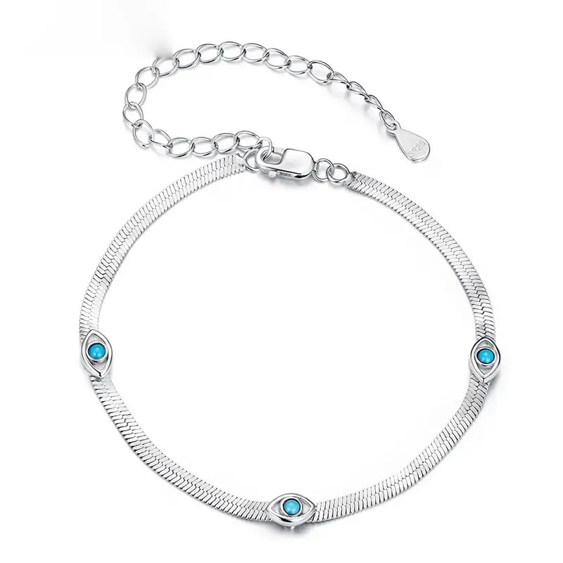 Sterling Silver Evil Eye Turquoise Bracelet for Women