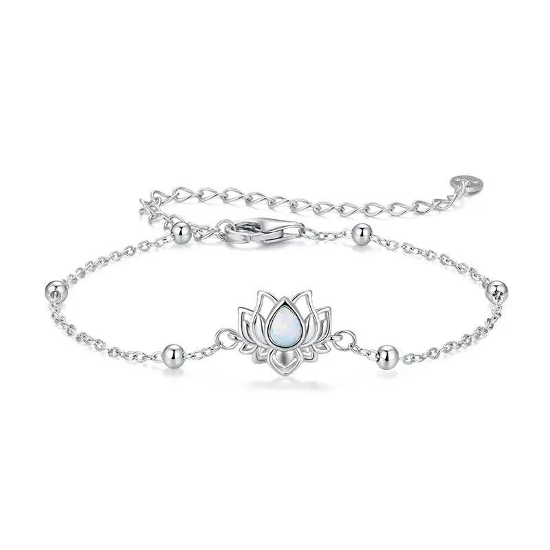 Sterling Silver Lotus Flower Bracelet – Dainty Yoga Jewelry Gift