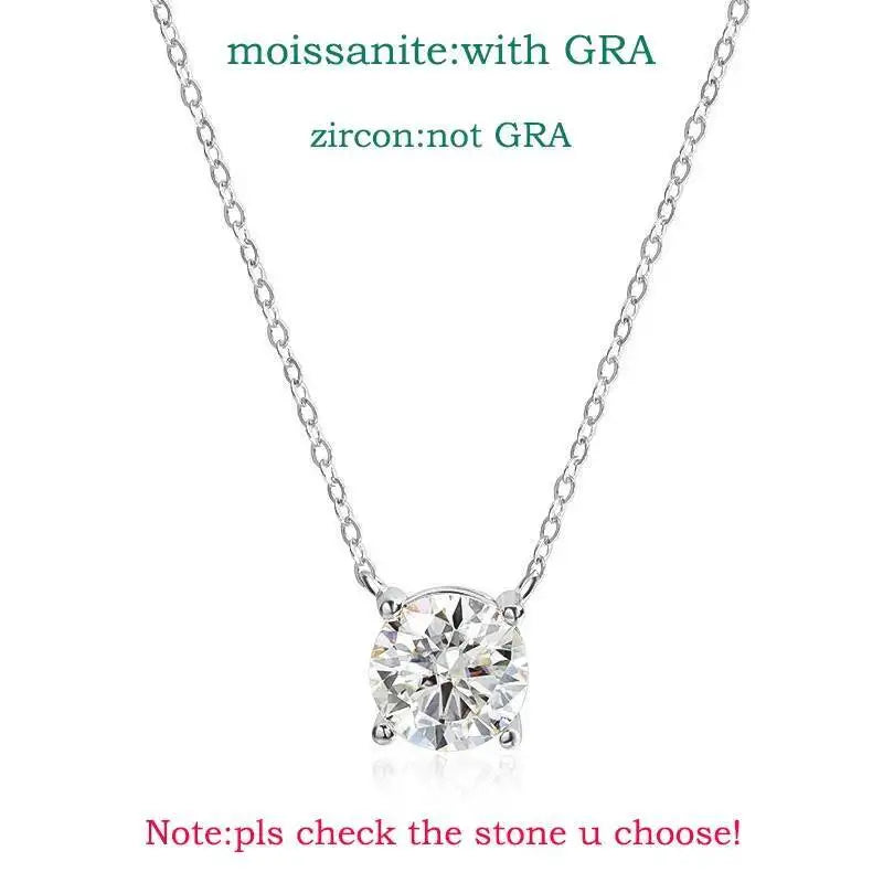 Sterling Silver Moissanite Necklace – 1-5 Ct, D Color, 3 Colors, Certified