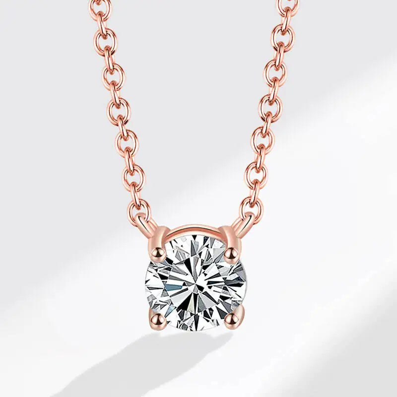 Sterling Silver Moissanite Necklace – 1-5 Ct, D Color, 3 Colors, Certified