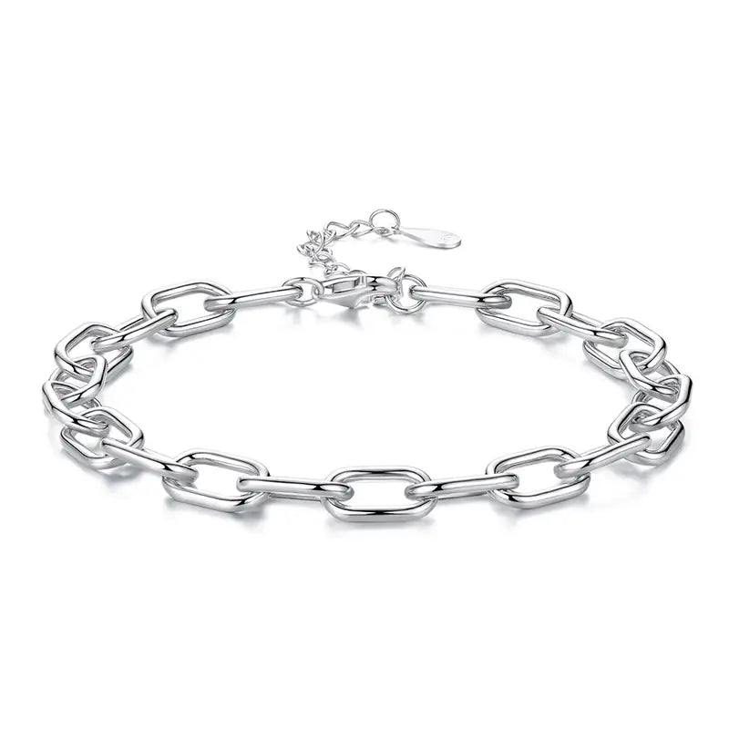 Sterling Silver Paperclip Link Adjustable Bracelet 0.5cm