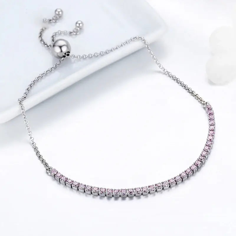 Sterling Silver Sparkling Pop 3-Color Tennis Bracelet for Women