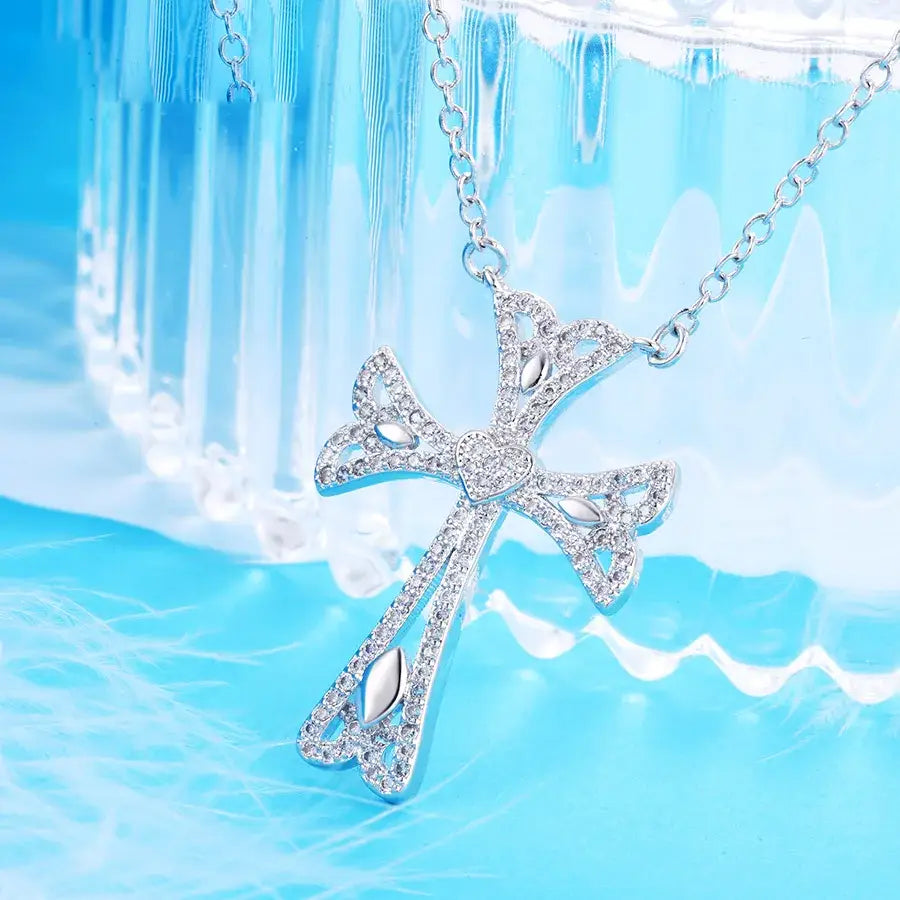 Temperament Religion Cross Pattern Necklace Pendant for Women