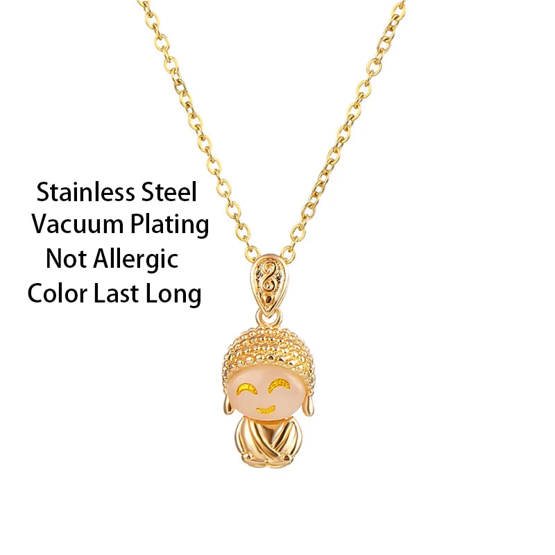 Vintage Lucky Maitreya Buddha Necklace – Stainless Steel Pendant
