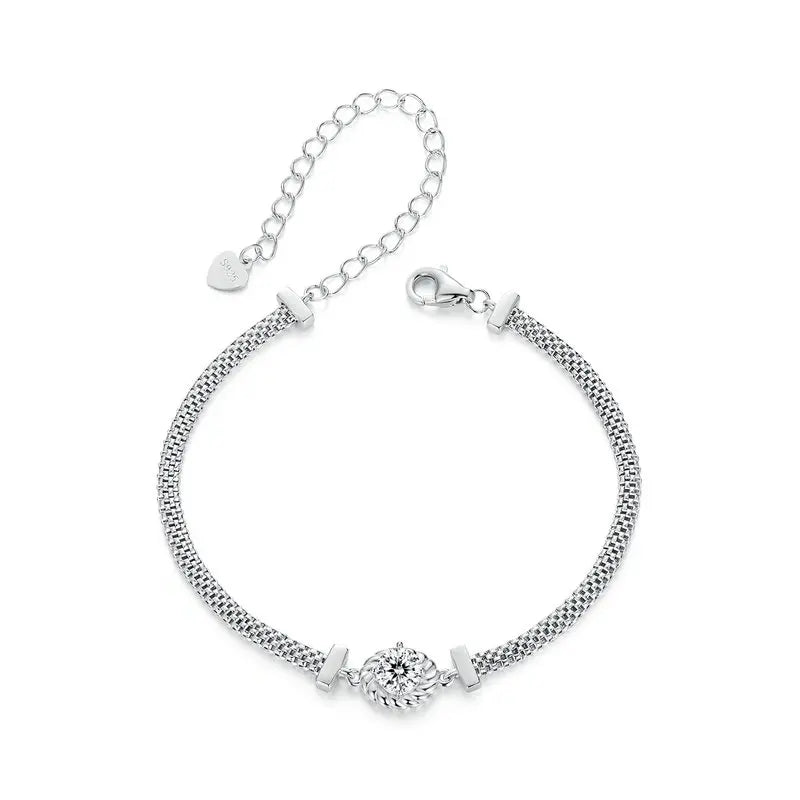 0.5ct Moissanite Weaved Bracelet in 925 Sterling Silver for Women