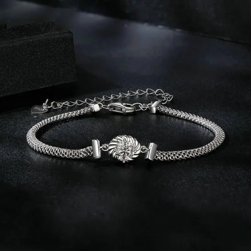 0.5ct Moissanite Weaved Bracelet in 925 Sterling Silver for Women