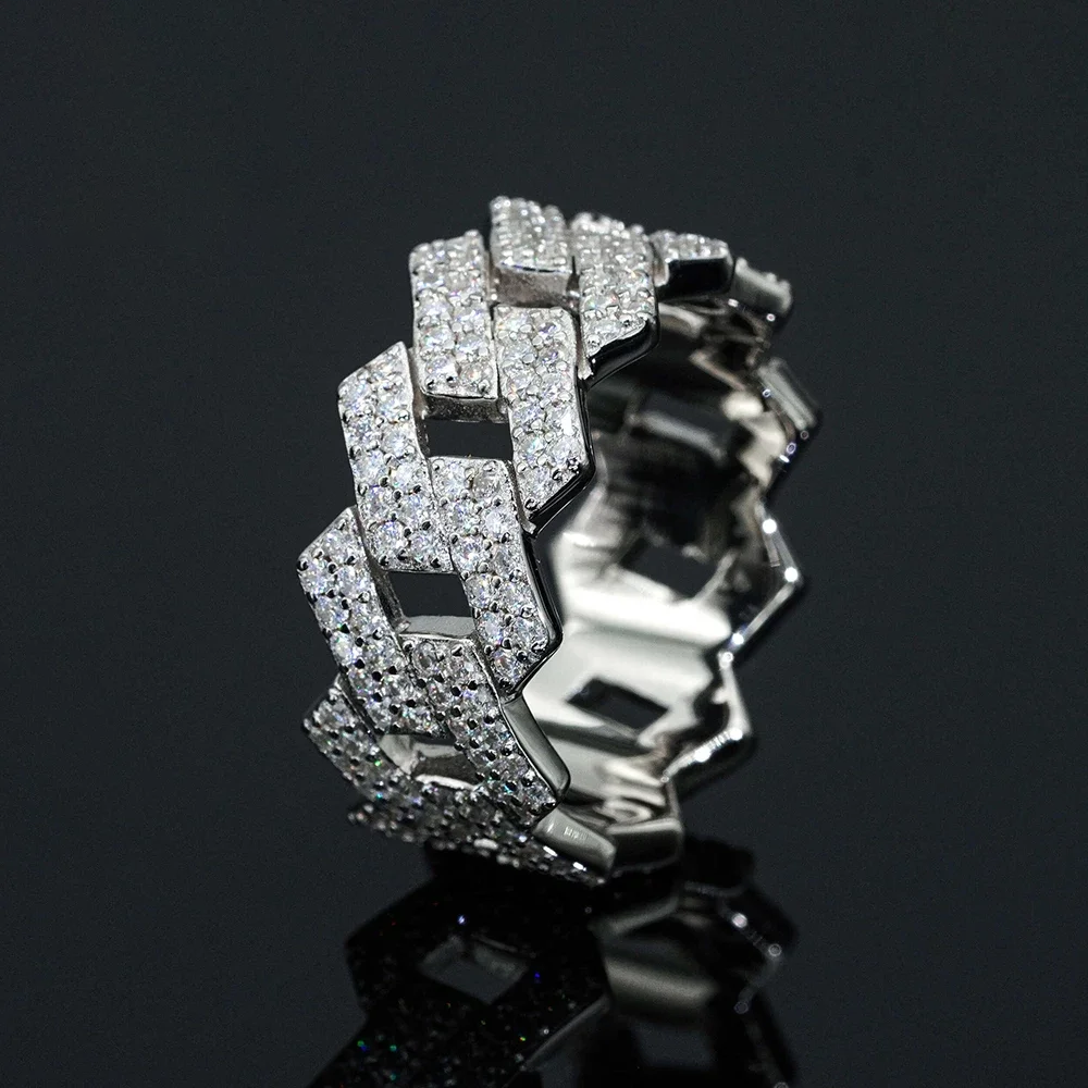 Luxury Moissanite Engagement and Wedding Ring Band in Silver
