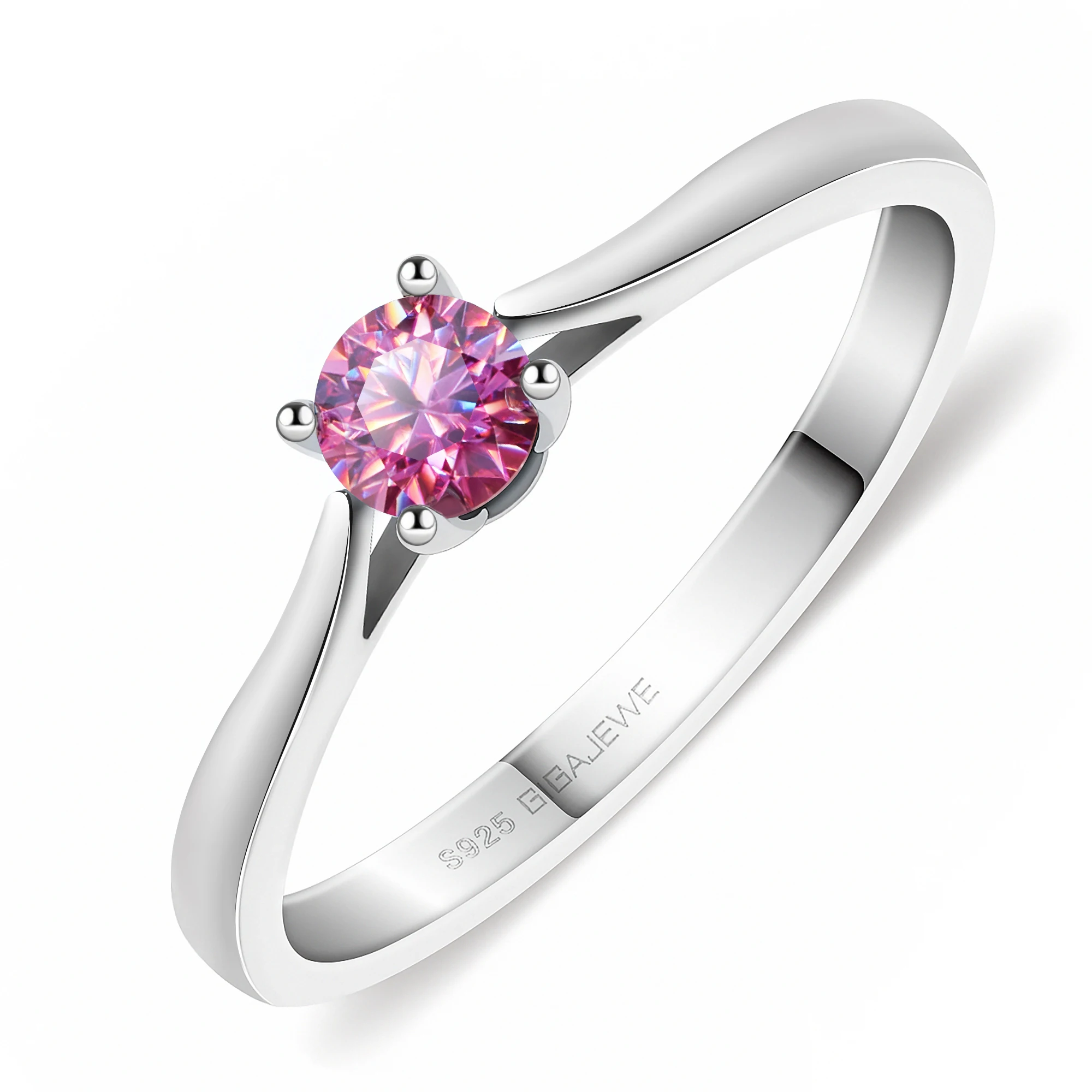 Luxury Moissanite Solitaire Engagement Ring in Sterling Silver