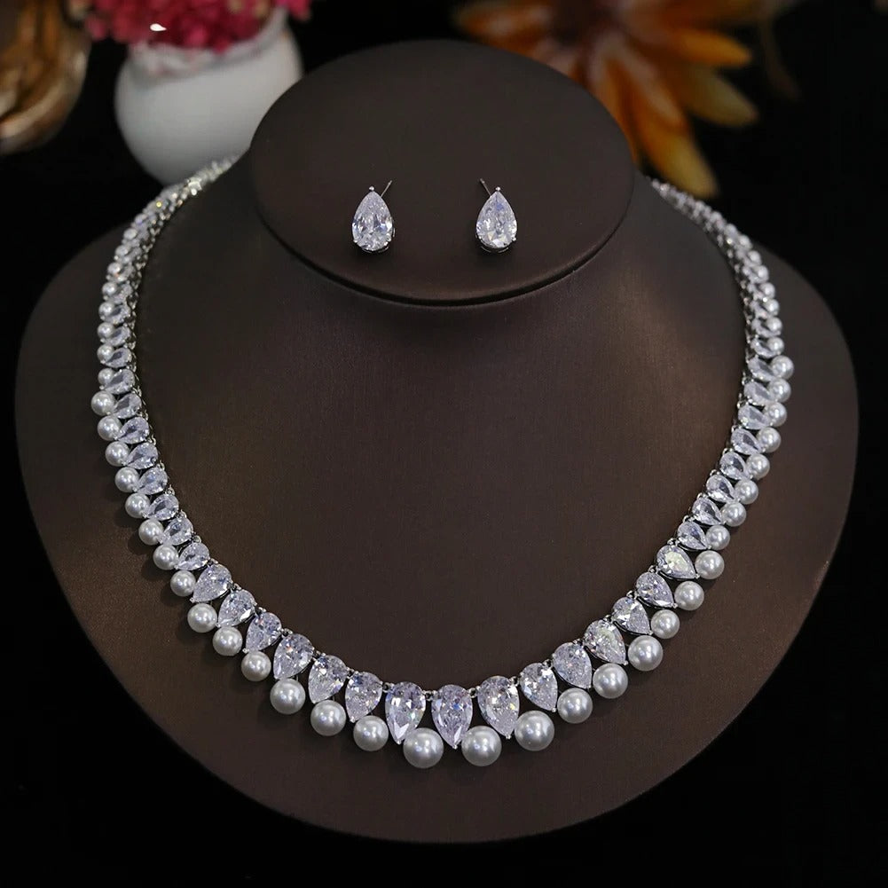 Pearl Choker Necklace Set for Women Bridal Wedding Jewelry Bridesmaid Gift