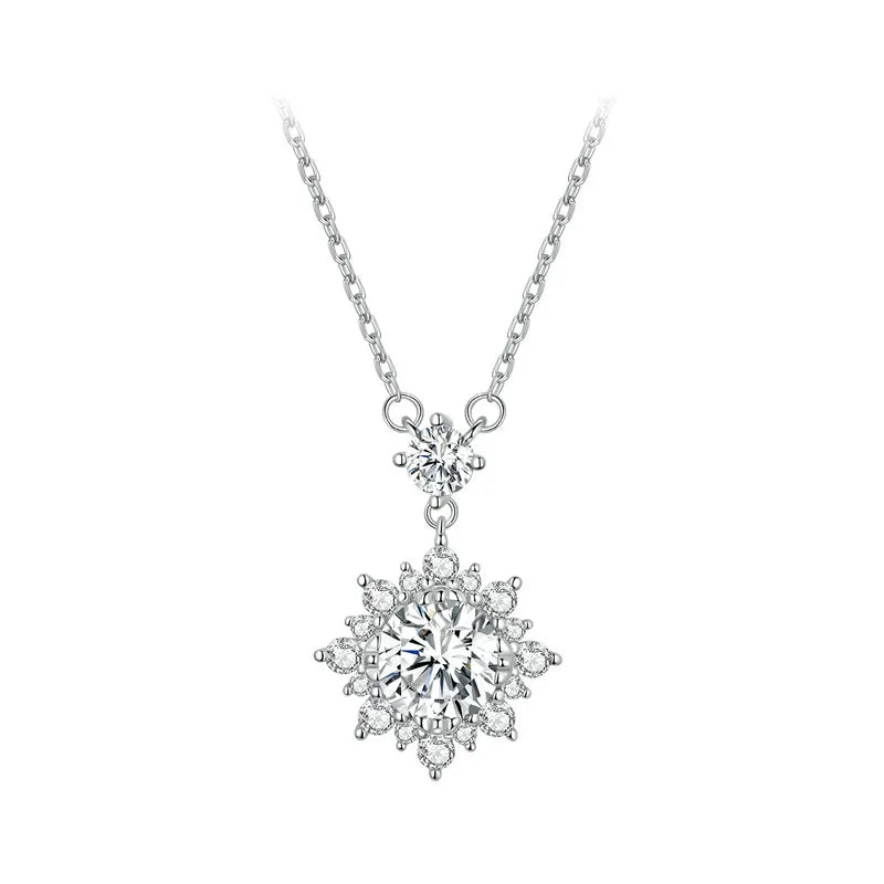 1 Ct Moissanite Halo Necklace – Lab-Grown Diamond, 925 Silver