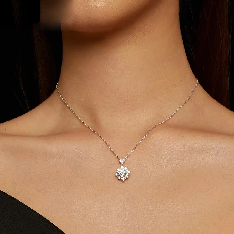 1 Ct Moissanite Halo Necklace – Lab-Grown Diamond, 925 Silver