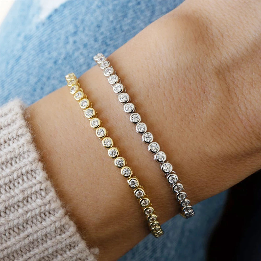 Moissanite Tennis Bracelet Sterling Silver Gold Plated