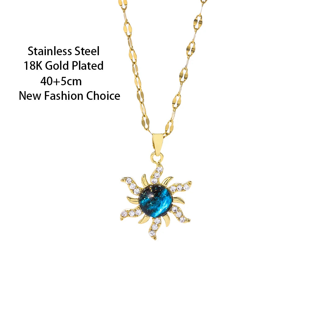 Burning Sun Women's Stainless Steel Necklace – Clavicle Chain