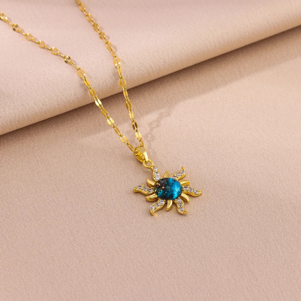 Burning Sun Women's Stainless Steel Necklace – Clavicle Chain