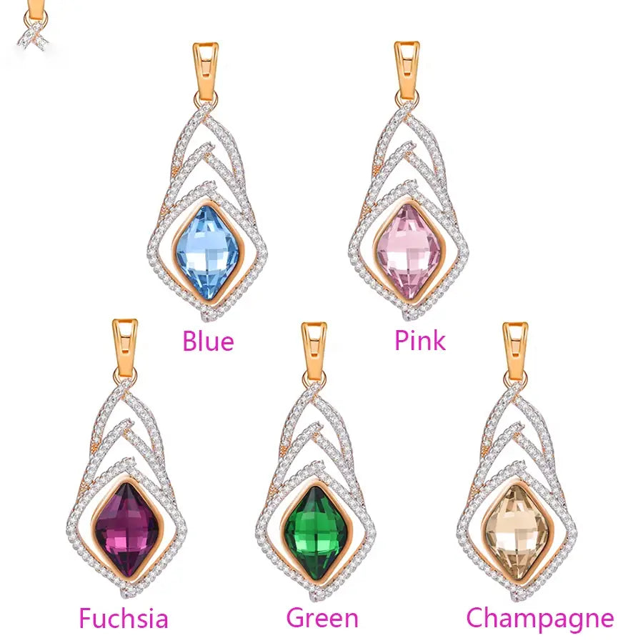 Crystal Pendant Necklace – Fashion Jewelry Charm, Copper Alloy