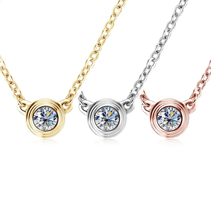 D-Color Moissanite Pendant Necklace in Silver – Classic Sparkling Stone