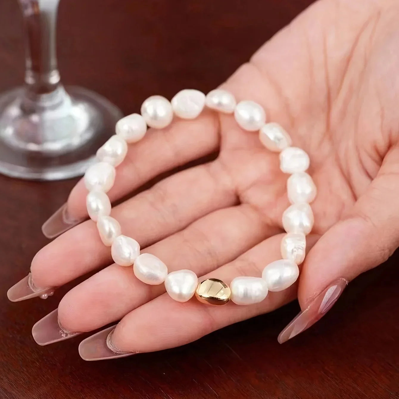 Elegant Baroque Freshwater Pearl Bracelet in Sterling Silver