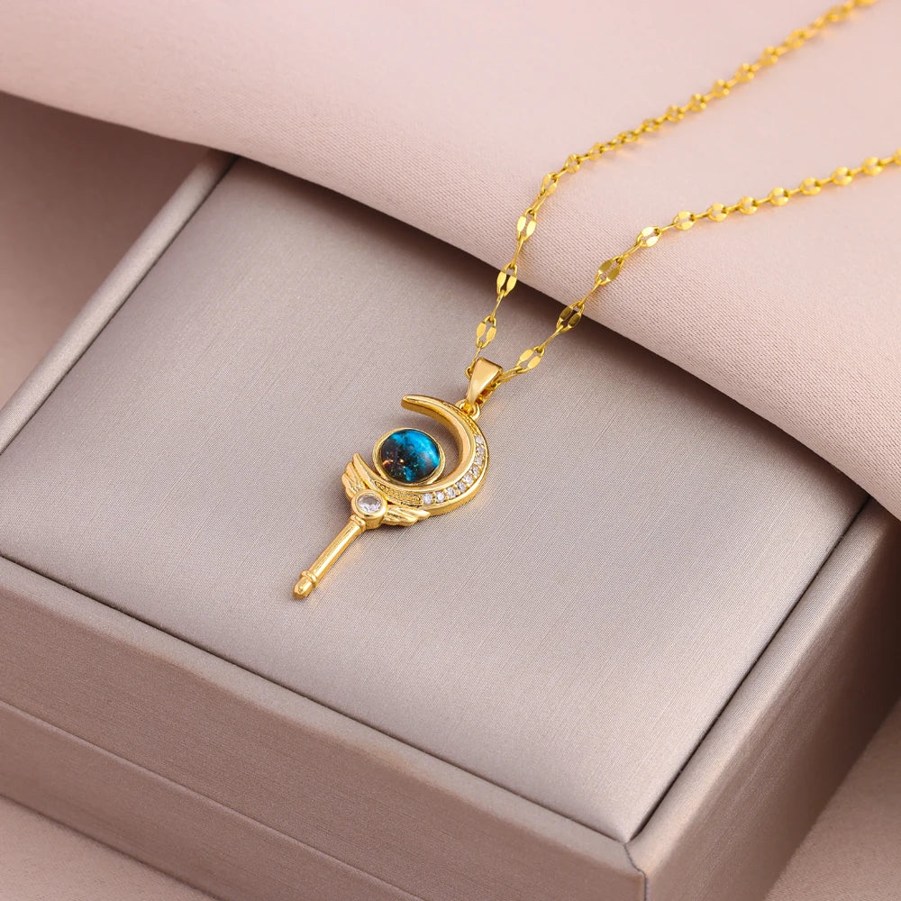 Gold-Plated Fashion Dream Planet Pendant Necklace for Women