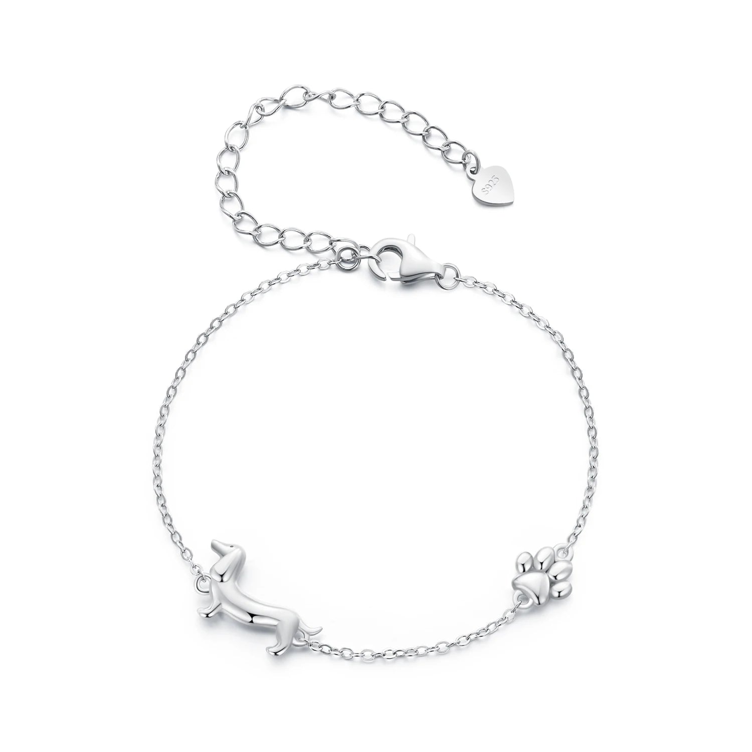 Gold-Plated Sterling Silver Dachshund Paw Charm Bracelet