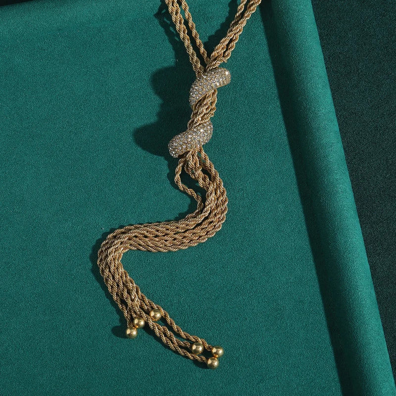 Gold 4mm Rope Chain Necklace – Vintage Long Jewelry for Women
