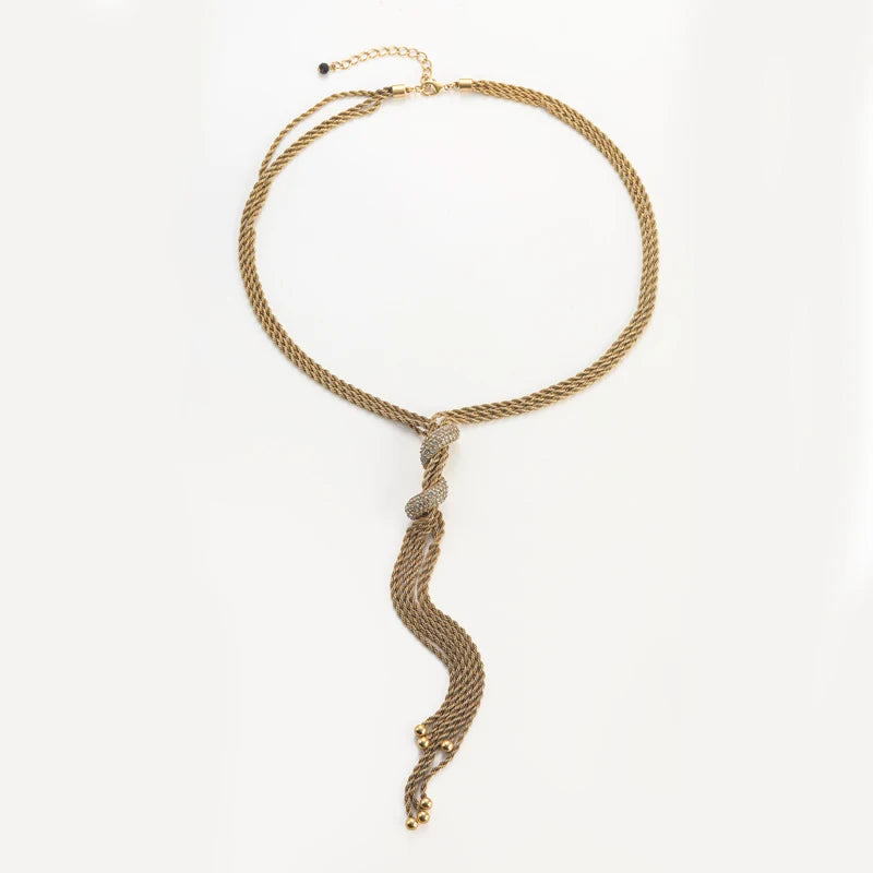 Gold 4mm Rope Chain Necklace – Vintage Long Jewelry for Women