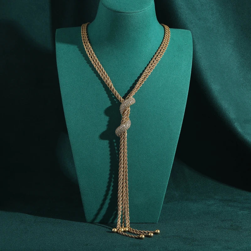Gold 4mm Rope Chain Necklace – Vintage Long Jewelry for Women