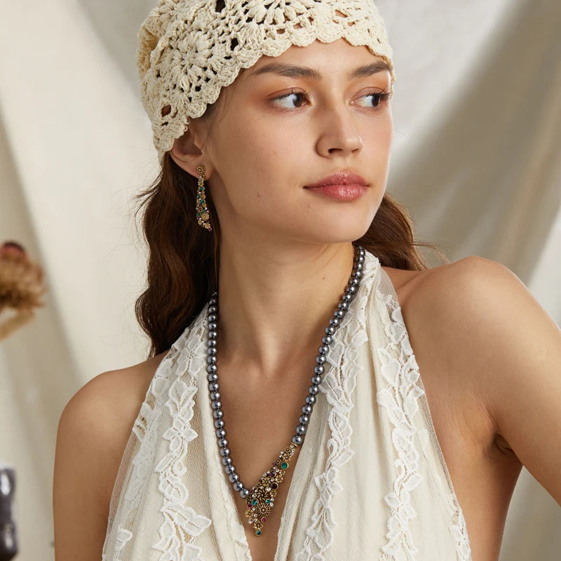 Gold Floral Pearl Necklace for Women – Luxury Bridal & Party Jewelry