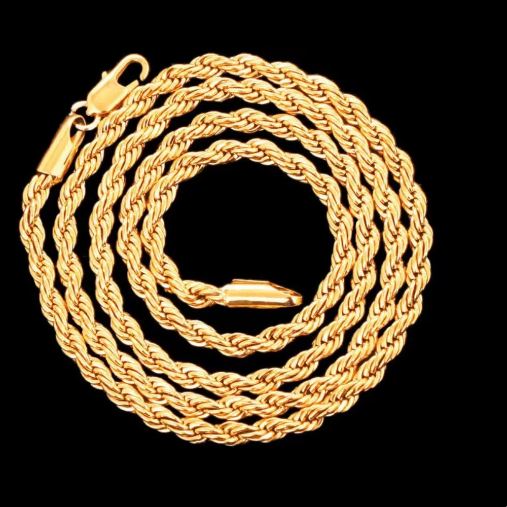 Gold Rope Chain Necklace for Women and Men – Fashion Wedding Jewelry Gift