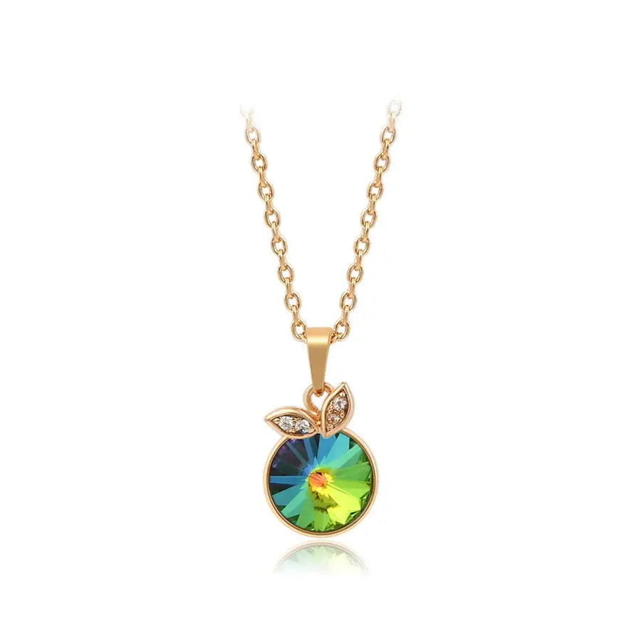 Gold Round Crystal Pendant Necklace – New Arrival for Women