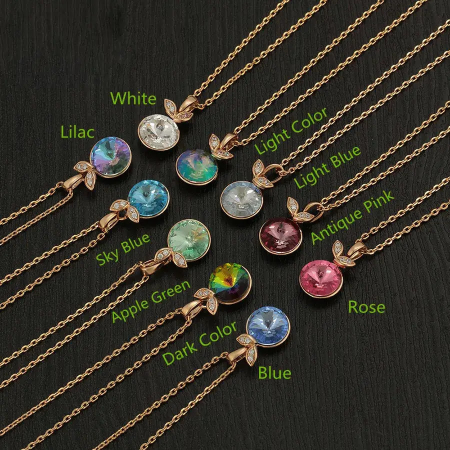 Gold Round Crystal Pendant Necklace – New Arrival for Women