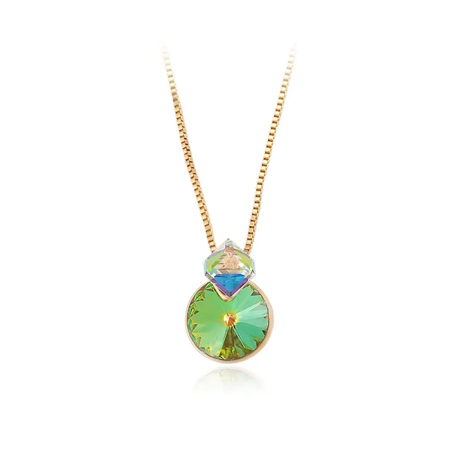 Gold Square Crystal Pendant Necklace – New Arrival