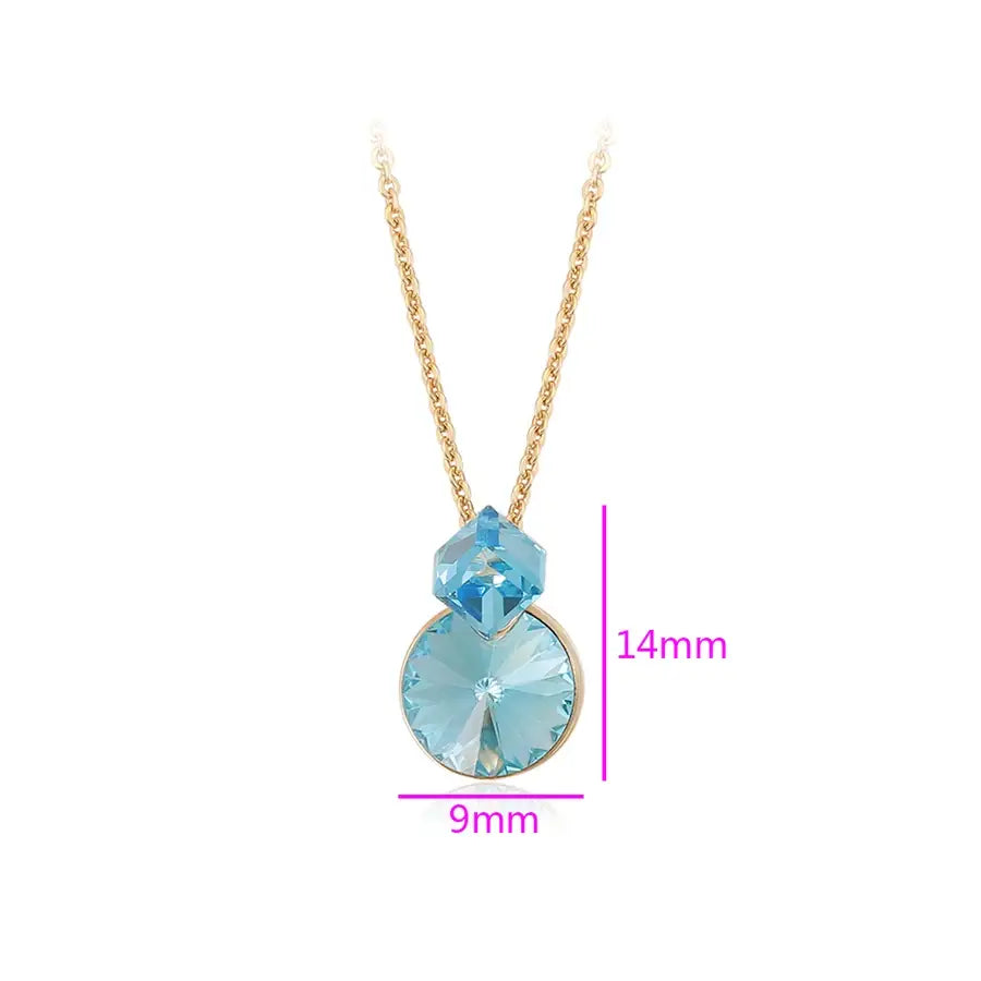 Gold Square Crystal Pendant Necklace – New Arrival