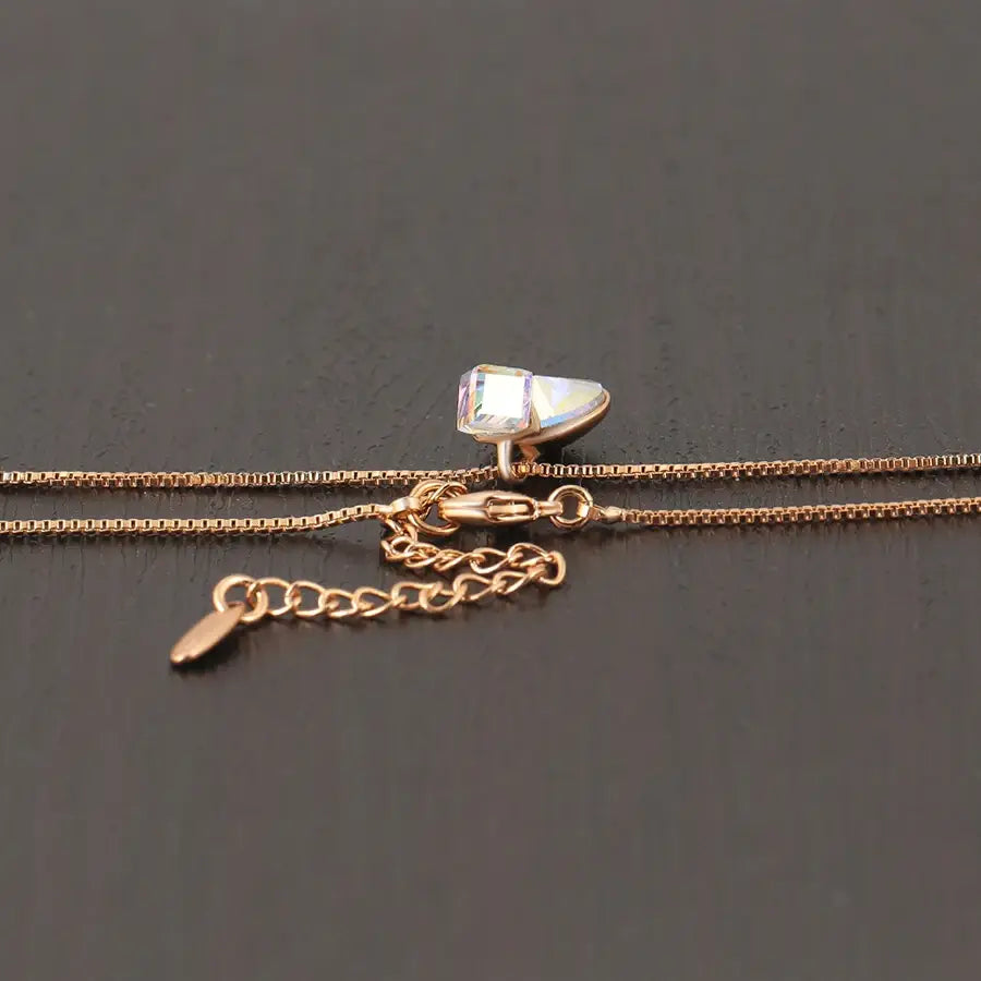 Gold Square Crystal Pendant Necklace – New Arrival