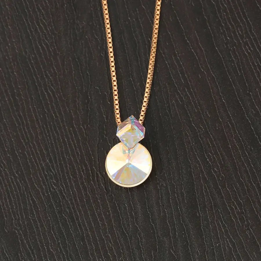 Gold Square Crystal Pendant Necklace – New Arrival