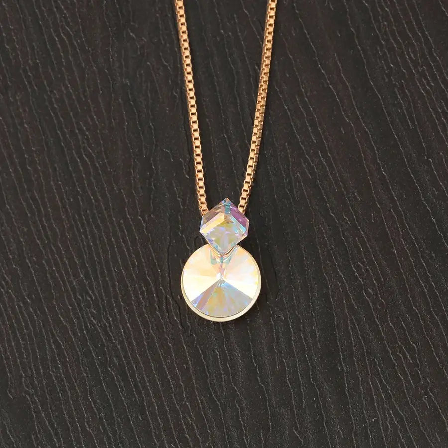 Gold Square Crystal Pendant Necklace – New Arrival