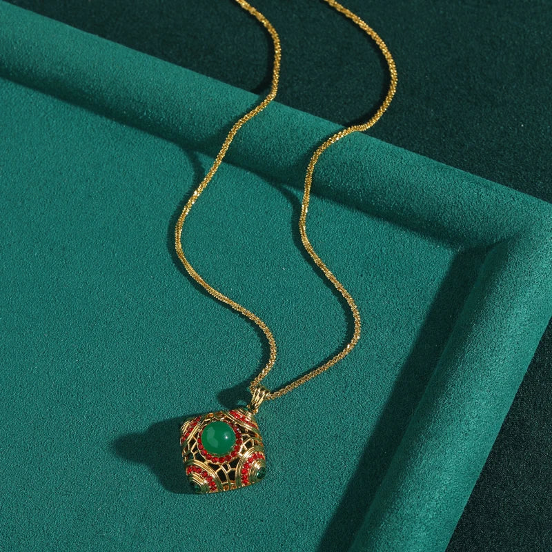 Gold Vintage Enamel Pendant Necklace – Luxury Designer Jewelry
