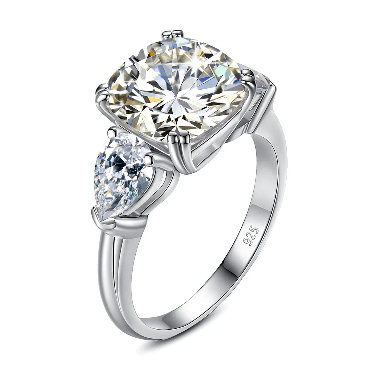 Luxury Cushion Moissanite Engagement Ring in Sterling Silver