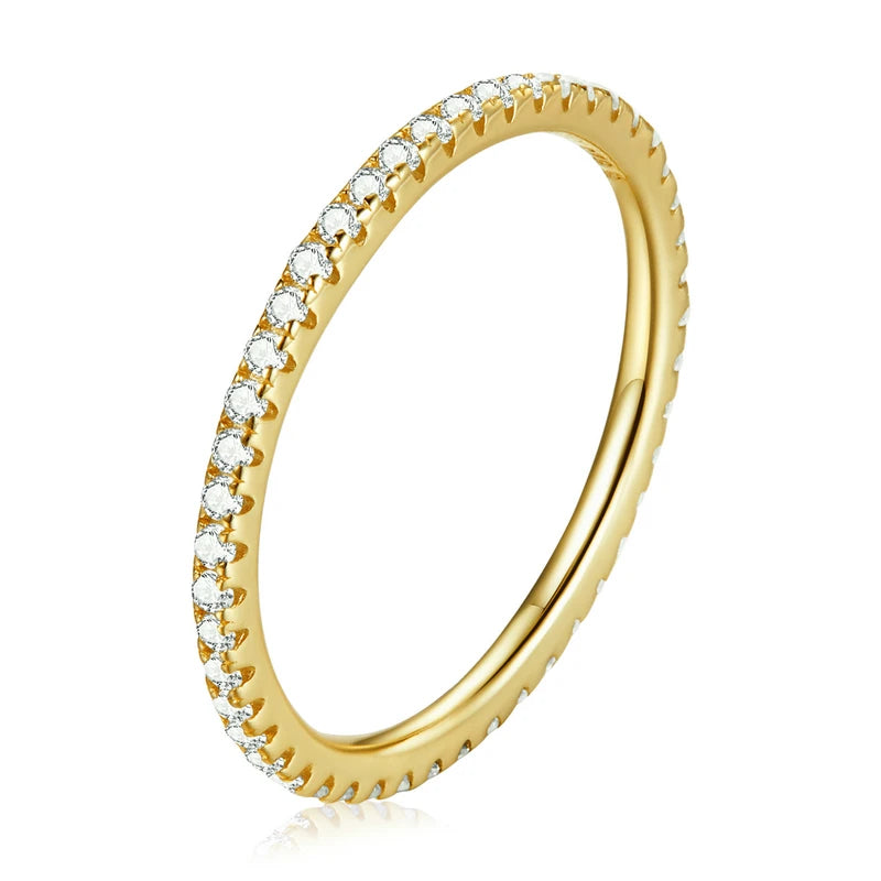 Gold Plated Sterling Silver Simulated Diamond Stackable Rings