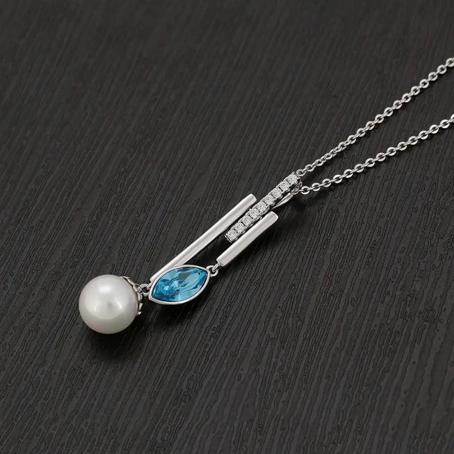 New Imitation Pearl & Crystal Pendant Necklace for Women