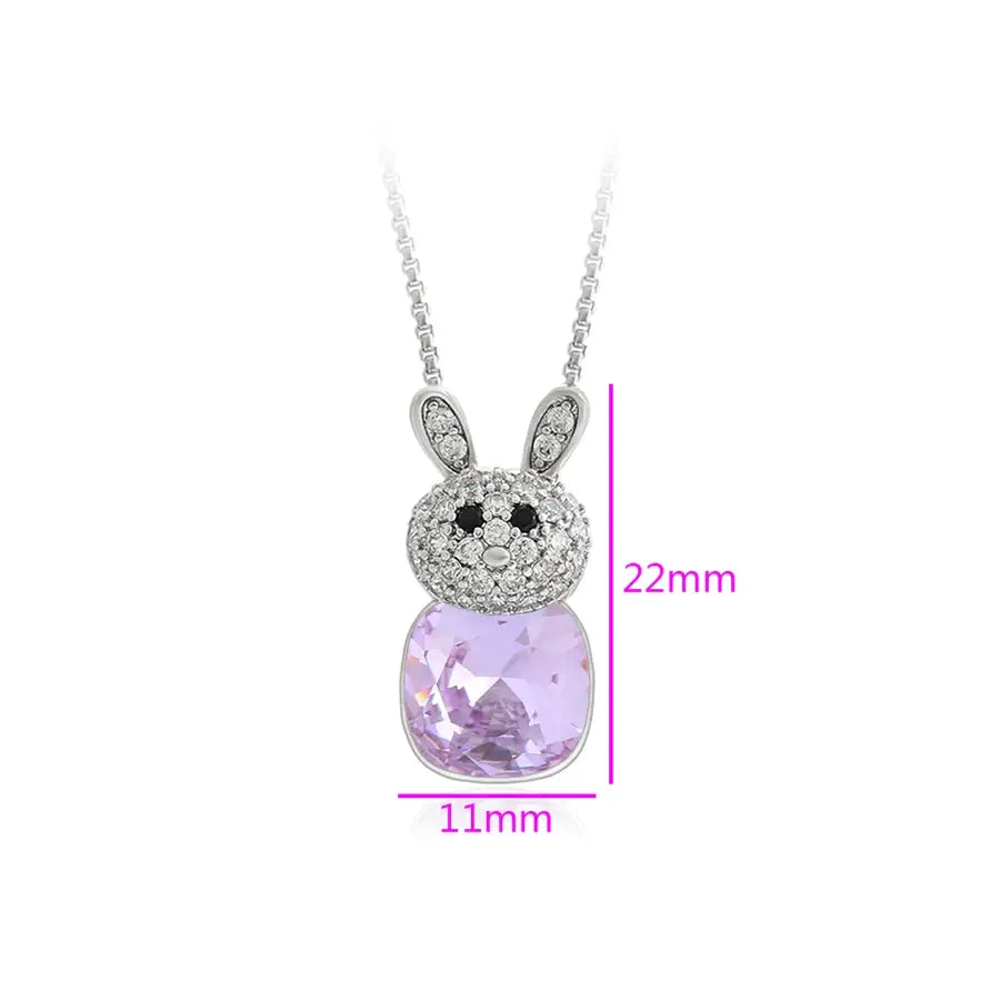 Platinum Animal-Shaped Crystal Pendant Necklace for Women