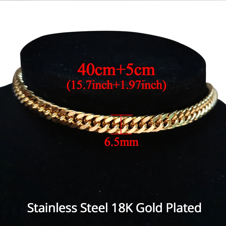 Chunky Cuban Link Choker Necklace – Gold Stainless Steel for Men & Women