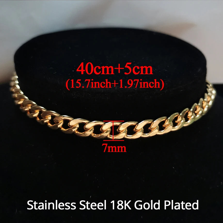 Chunky Cuban Link Choker Necklace – Gold Stainless Steel for Men & Women